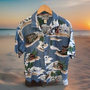 Y2K Retro Big Dog Novelty Dog Graphic Men's Size L Rad Dog Surfing Camp Shirt